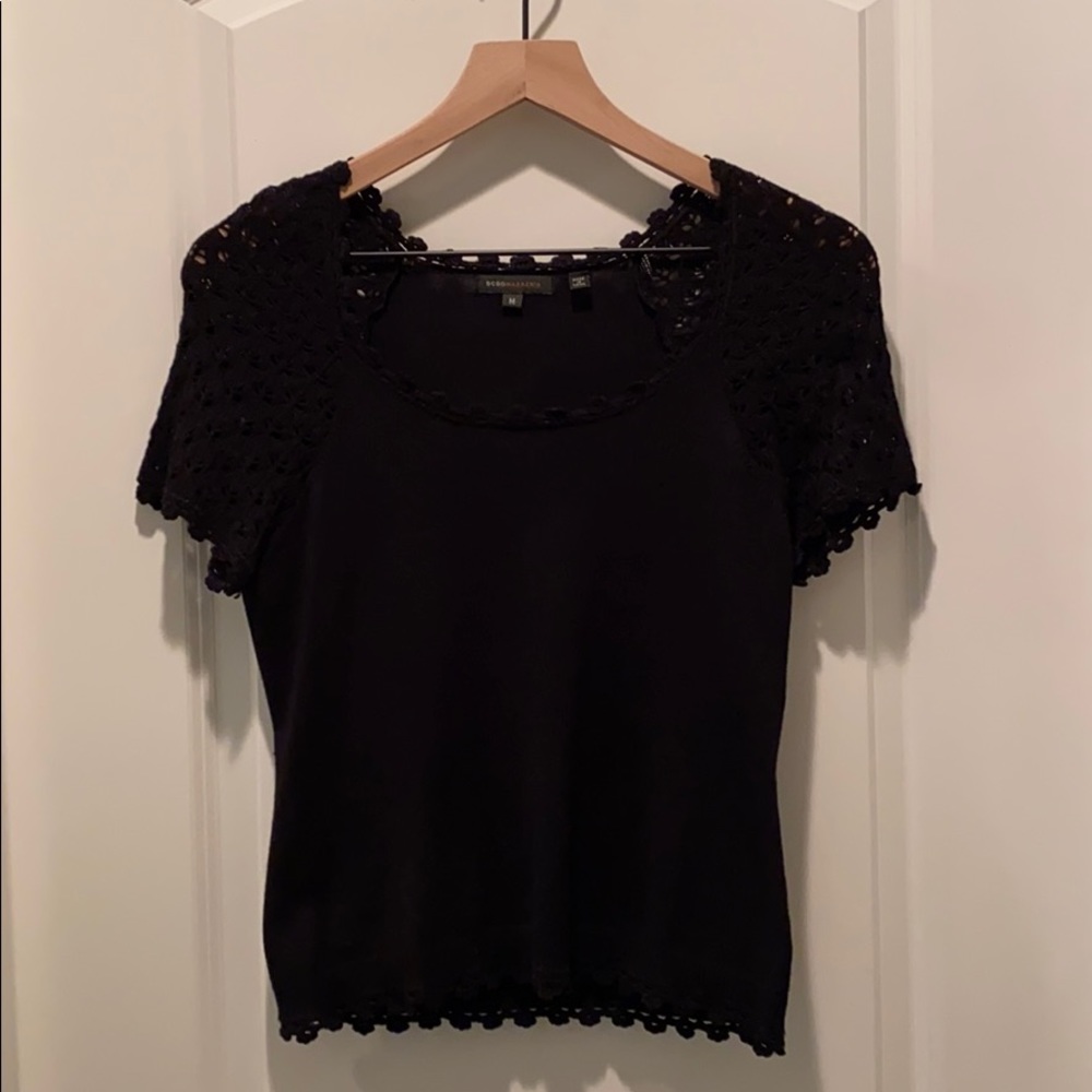 Black womens top with crochet detail